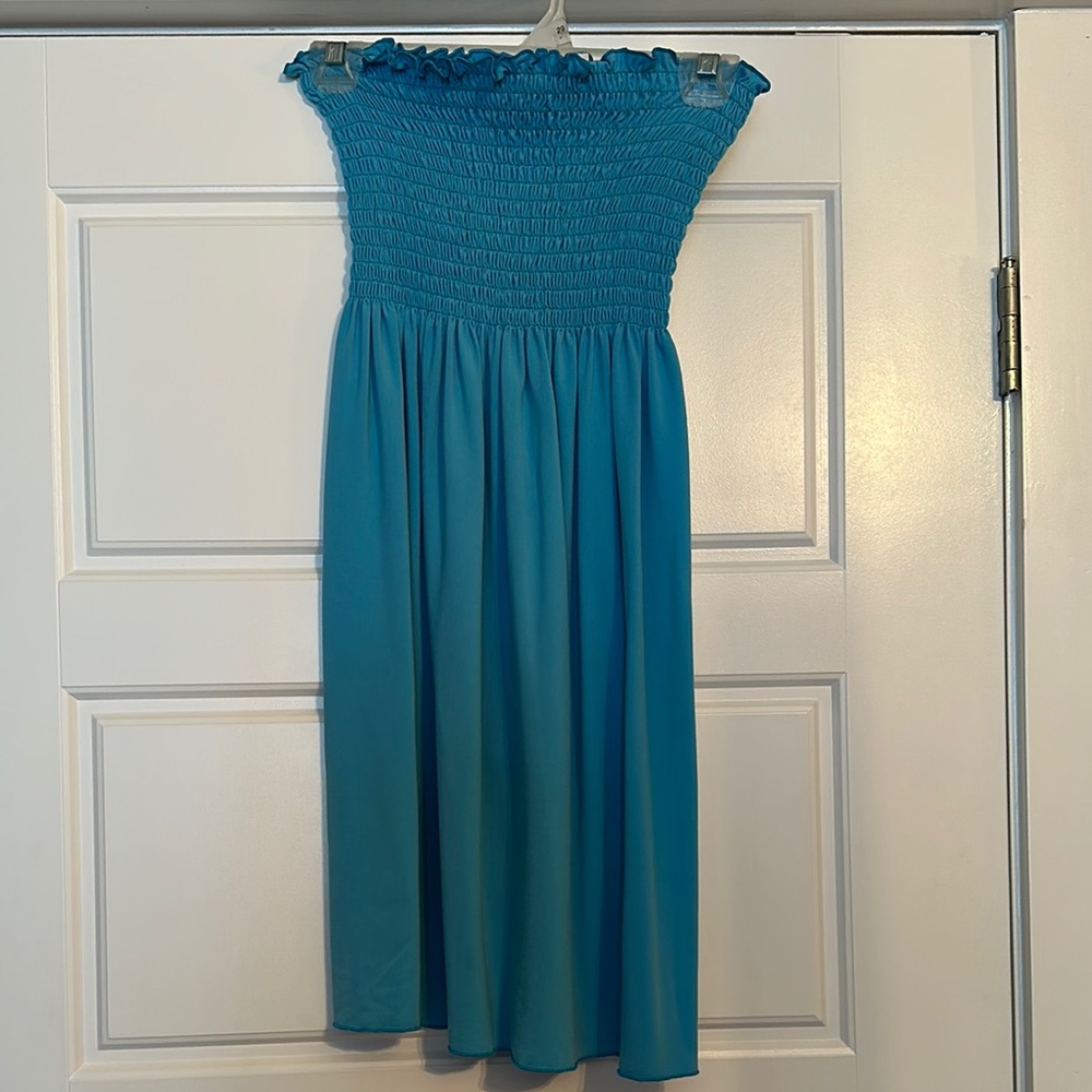 Elan Strapless Blue Dress